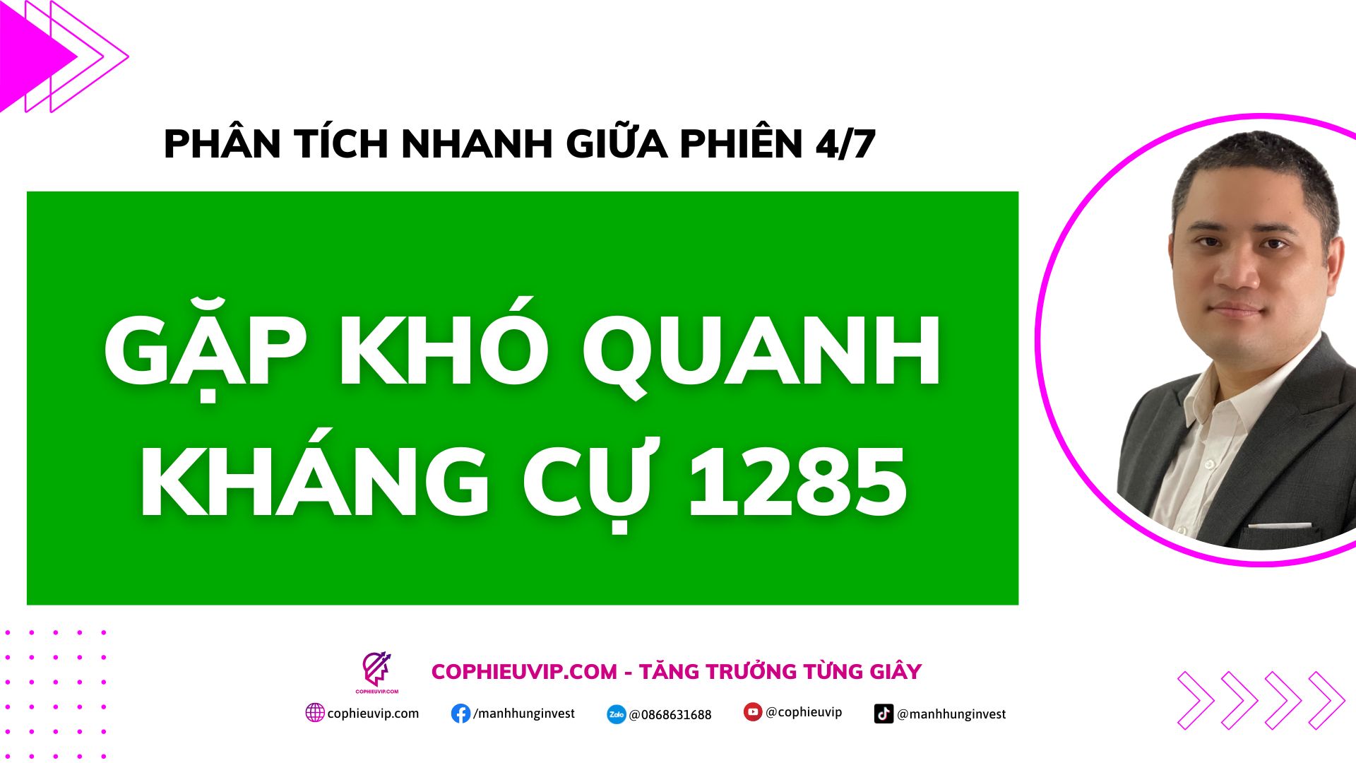 Phân tích nhanh giữa phiên 5/7: Gặp khó quanh kháng cự 1285 – Cổ Phiếu VIP