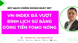 Bắt mạch chứng khoán ngày 29/7/2025: VN-Index đã vượt đỉnh lịch sử bằng dòng tiền FOMO nóng