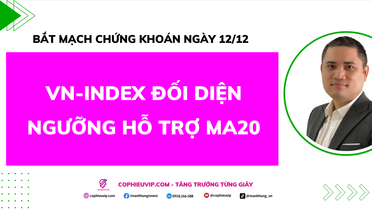 Bắt Mạch Chứng Khoán Ngày 12/12/2025: VN-Index Đối Diện Ngưỡng Hỗ Trợ MA20
